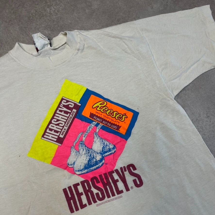 Hersheys T-Shirt Womens Large Vintage 90s Graphic Single Stitch Tee, White image 4
