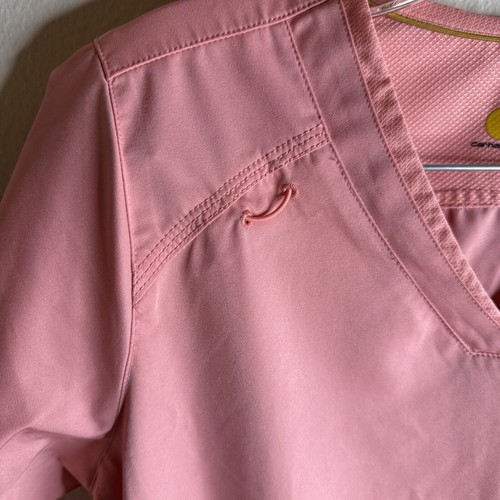 Carhartt Force Scrub Top Womens S Pink Ripstop V-neck Utility Nurse Medical - Picture 4 of 12