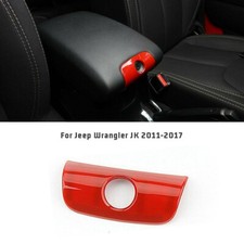 Red Armrest Storage Box Key Lock Decor Cover Trim For 11 Jeep Wrangler Jk Parts