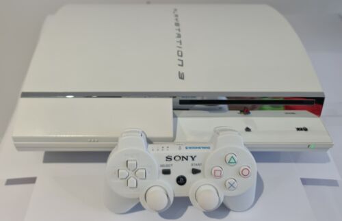 Custom White PS3 CECHA00 backwards-compatible  500GB RARE!  16 Days Emotion Chip - Afbeelding 1 van 13