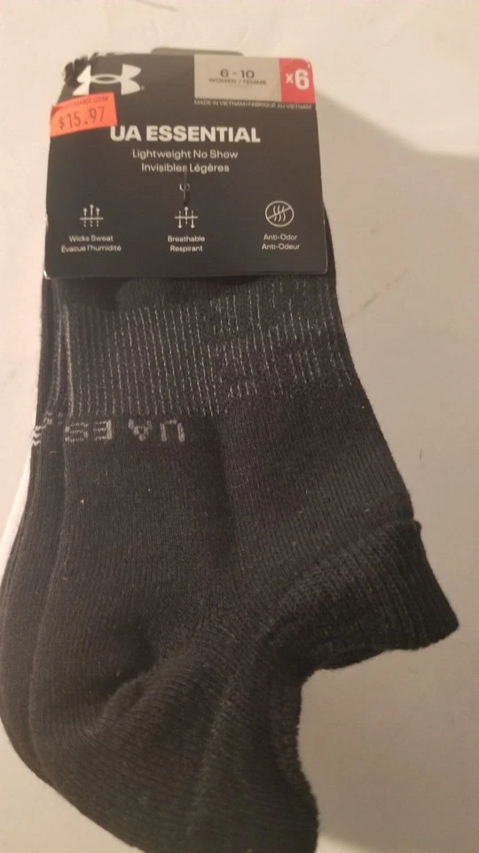 Calcetines ligeros Under Armour para mujer 6PK Essential 2.0 1332943-018 Foto 2 de 4