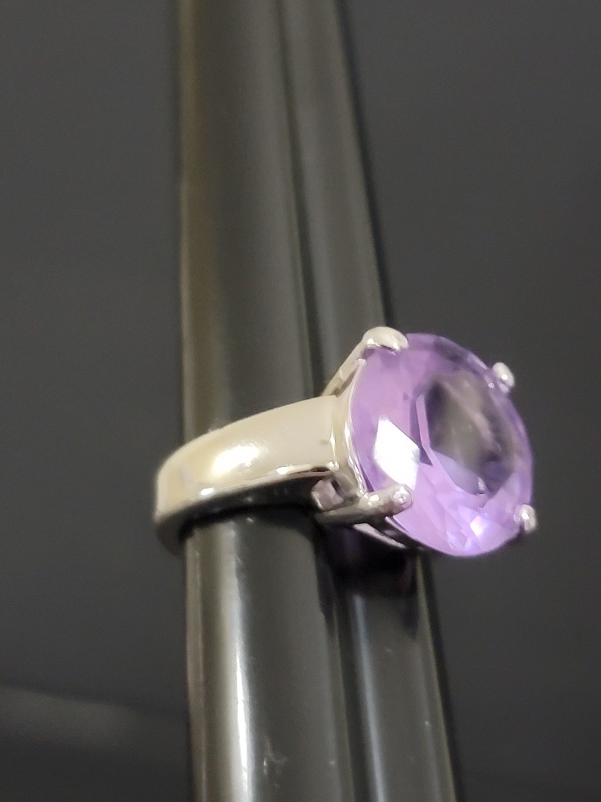 Statement Oval Large Purple Amethyst Ring in Silv… - image 8
