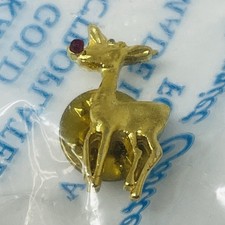 Vintage Genuine Ruby 24K Gold Electroplated Harriet Carter Rudolph the Reindeer