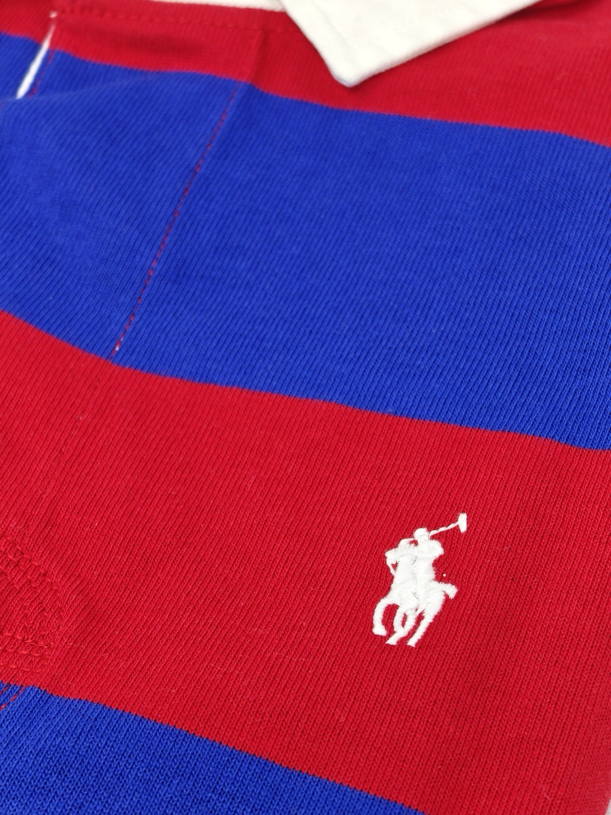 Polo Ralph Lauren Rugby Shirt Iconic Medium Red blue Striped RRP £169 4000G image 4