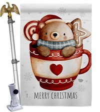 Ornament Collection Beary Hot Coco House Flag Double-Sided Made in USA