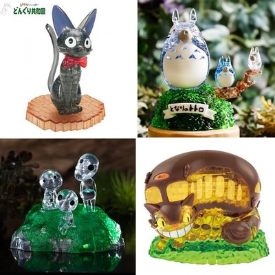 Donguri Kyowakoku Crystal Puzzle + Display Light Jiji Totoro, etc. JAPAN NEW