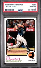 2022 TOPPS HERITAGE #367 CAL RALEIGH ROOKIE RC PSA 8