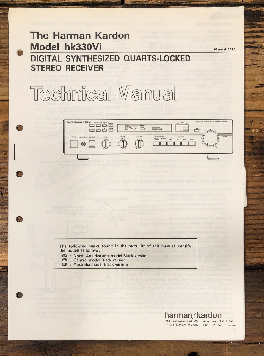 Harmon Kardon HK HK-330Vi HK330Vi Receiver Service Manual *Original*