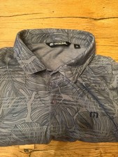 Travis Mathew Mens Gray Blue Leaf Pattern But...