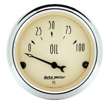 AutoMeter 1827 Antique Beige Oil Pressure Gauge 2-1/16" 100psi Electric
