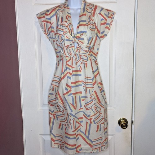 Hobbs NW 3 Flag Tie Lemon Multi Kimono Flügelärmel Baumwolle Kleid UK 6/US 2
