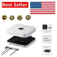 Innovative Silver Hub & Stand for Mac Mini M2/M1: 10Gbps Connectivity & Cooling