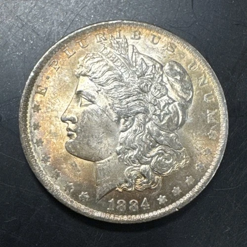 1884-O $1 Morgan Silver Dollar Uncirculated Rainbow Toning