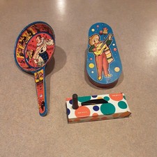 3 Vintage Tin Litho Noise Makers
