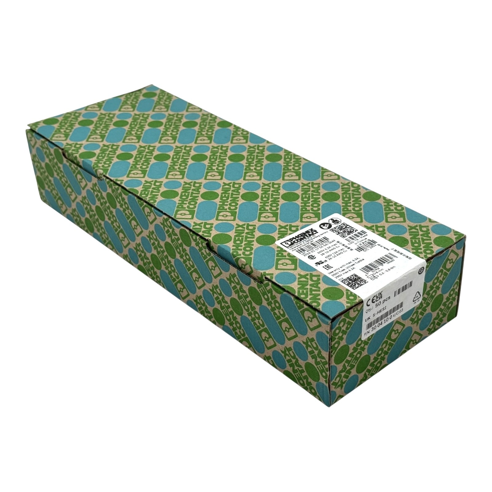 50 x Phoenix Contact UK 5-HESI 3004100 morsetto di serie di fusibili -sealed-