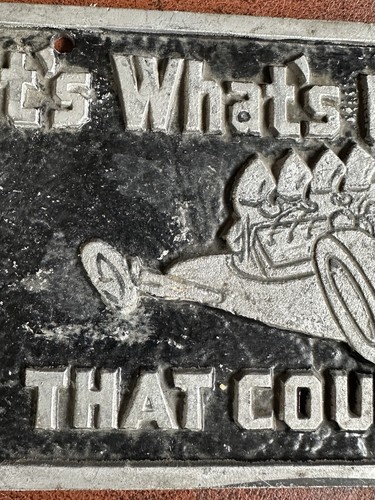 Vintage It’s What’s Up Front THAT COUNTS CAR CLUB PLAQUE Sign HoT RaT RoD Racing - Picture 4 of 9
