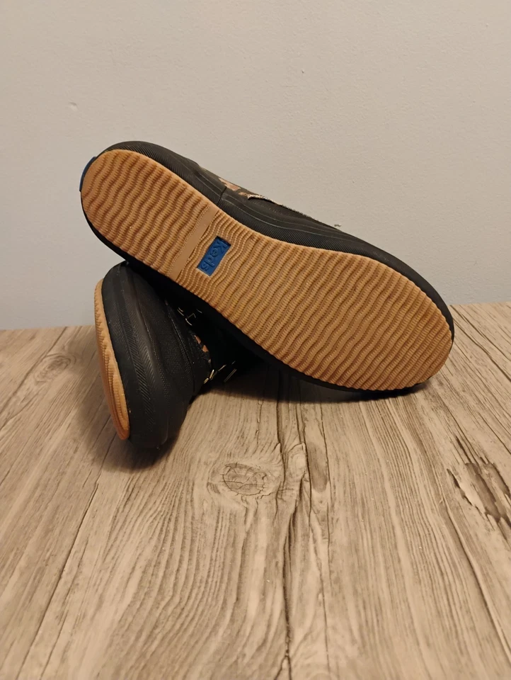 Bota de Lluvia Keds Para Mujer Negra Scout Splash II Con Cordones Talla 9.5 Animal Cheetah Usada en Excelente Condición Foto 3 de 4