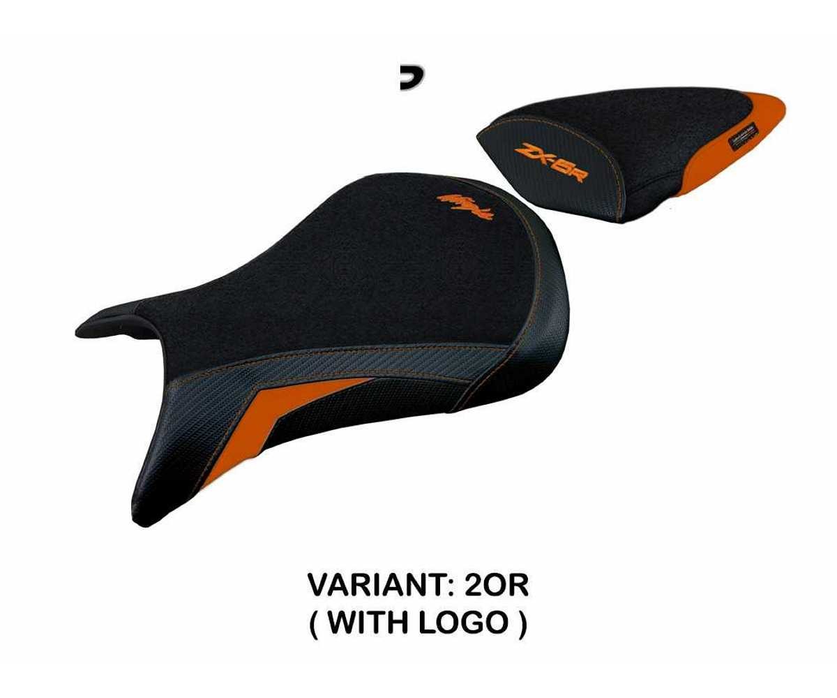 Seat cover Juri Ultragrip Orange OR + logo TPZ Kawasaki Ninja ZX 6 R 2005 2006