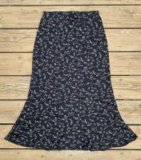 VTG Whimsigoth Floral Maxi Skirt Black Strechy Pull On Witchy Women s M