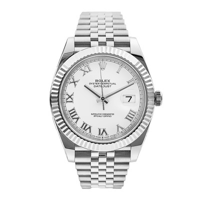 Rolex Datejust 41 Watch 41MM White Roman Numerals Dial White Gold