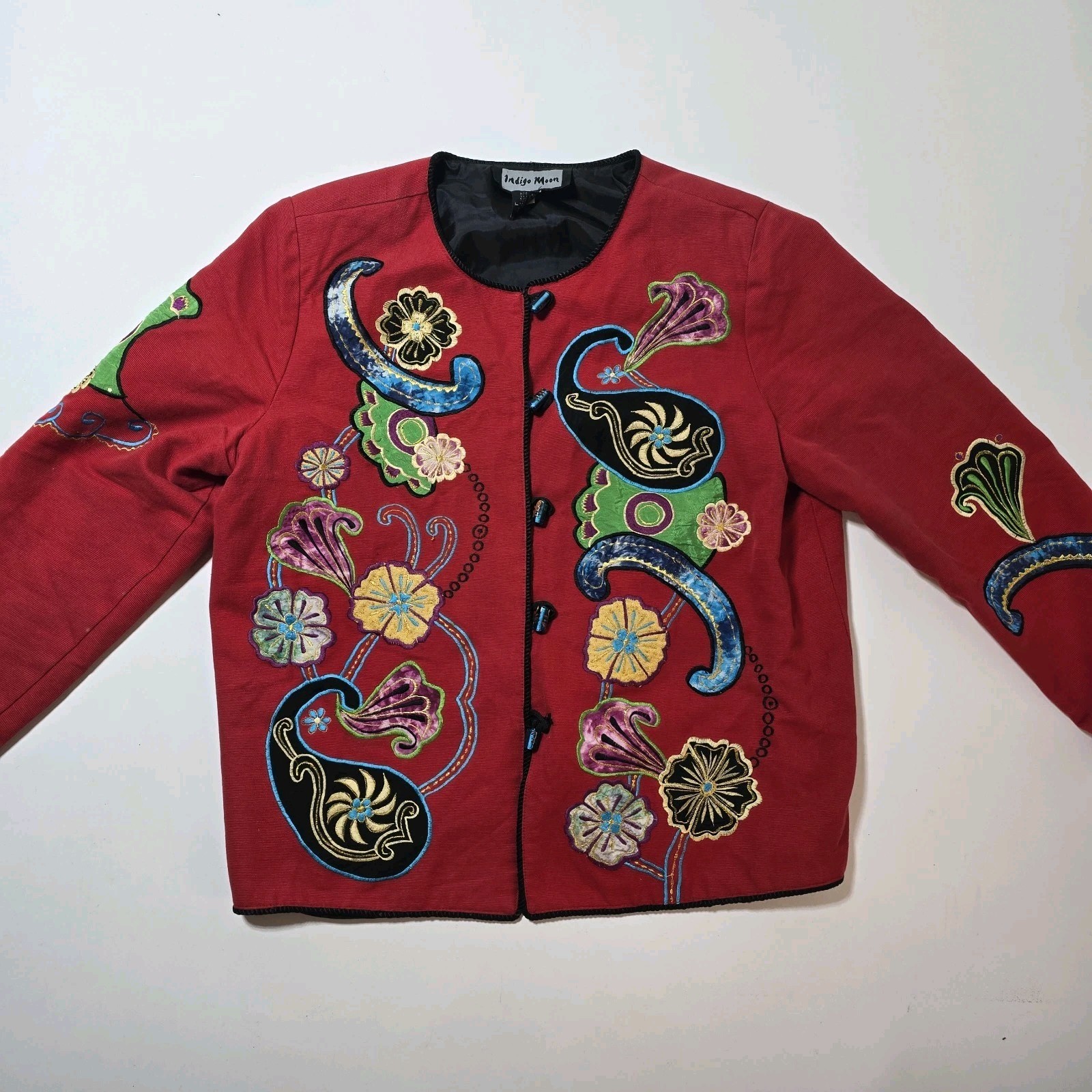 Indigo Moon Floral Patchwork Blazer Jacket L Pais… - image 1