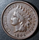 1894 INDIAN HEAD CENT - With LIBERTY- Near VF VERY FINE