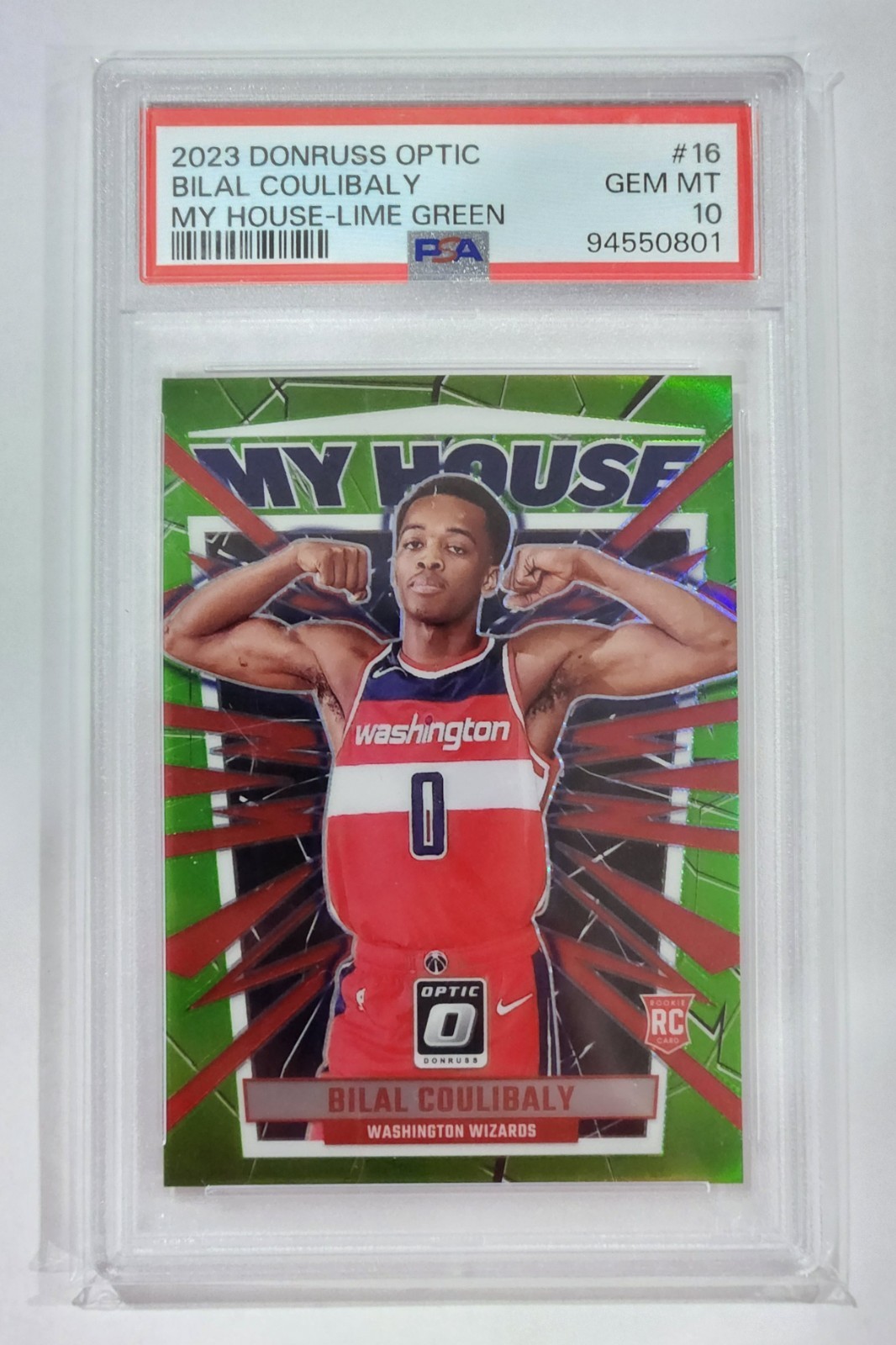 2023-24 Optic Bilal Coulibaly My House Lime Green Prizm /149 PSA 10 Rookie RC