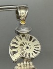 VNT Sterling Handcrafted Rutilated Quartz Fossil Shell Multi Stone Pendant 2.5” — photo 3