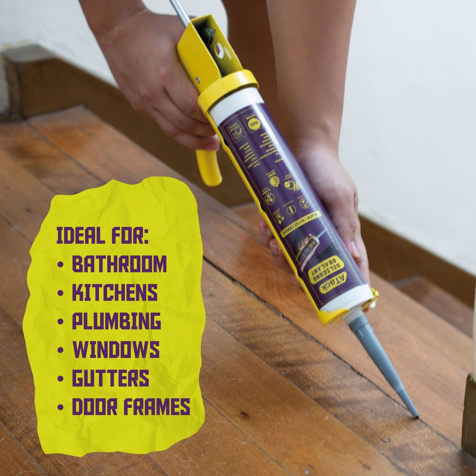 ATack Black Silicone Sealant Caulk 10.1 oz 100% Silicone Black Caulking Water...