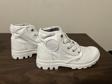 Palladium Pampa Hi Canvas Shoes Womens Size 6.5 Star White Cotton 92352-116