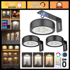 3 Pack Wireless LED Picture Lights, Rechargeable Magnetic Puck Lights, Remote Co