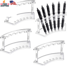 Clear Plastic Pen Holder Display Stand 4 Pack 6 Slot Desk Office Organizer