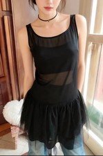 Abito sottoveste trasparente con gonna in tulle goth steampunk Sheer slip dress