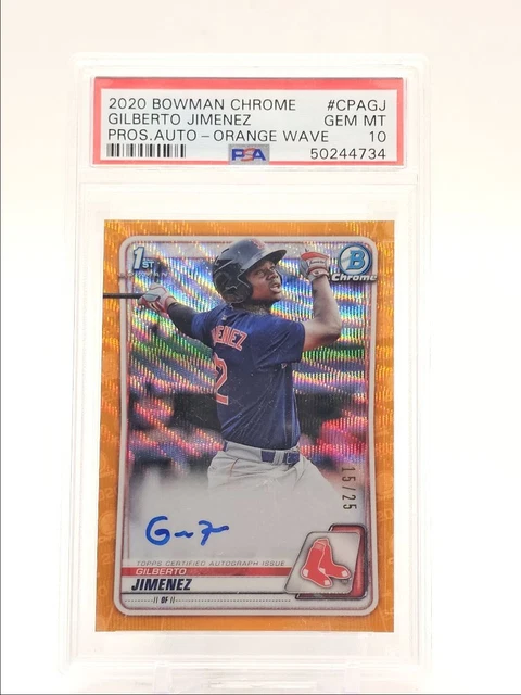 Gilberto Jimenez 2020 Bowman Chrome 1st Orange Wave Auto /25 PSA 10 Q1811