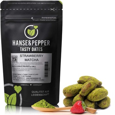 150g Tasty Dates Strawberry Matcha   veredelte Datteln mit Erdbeer-Matcha-Note
