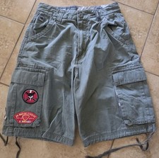 JNCO Shorts Army Green Cargo Boys Youth Size 16 Marine Skull Patch Camo 6 Pocket