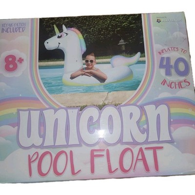 Unicorn Pool Float Inflatable To 40'' w/ Repair Patch NEW