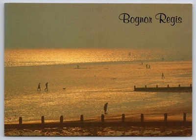 Postcard Beach Sunset View Bognor Regis England Unposted Walking in Water