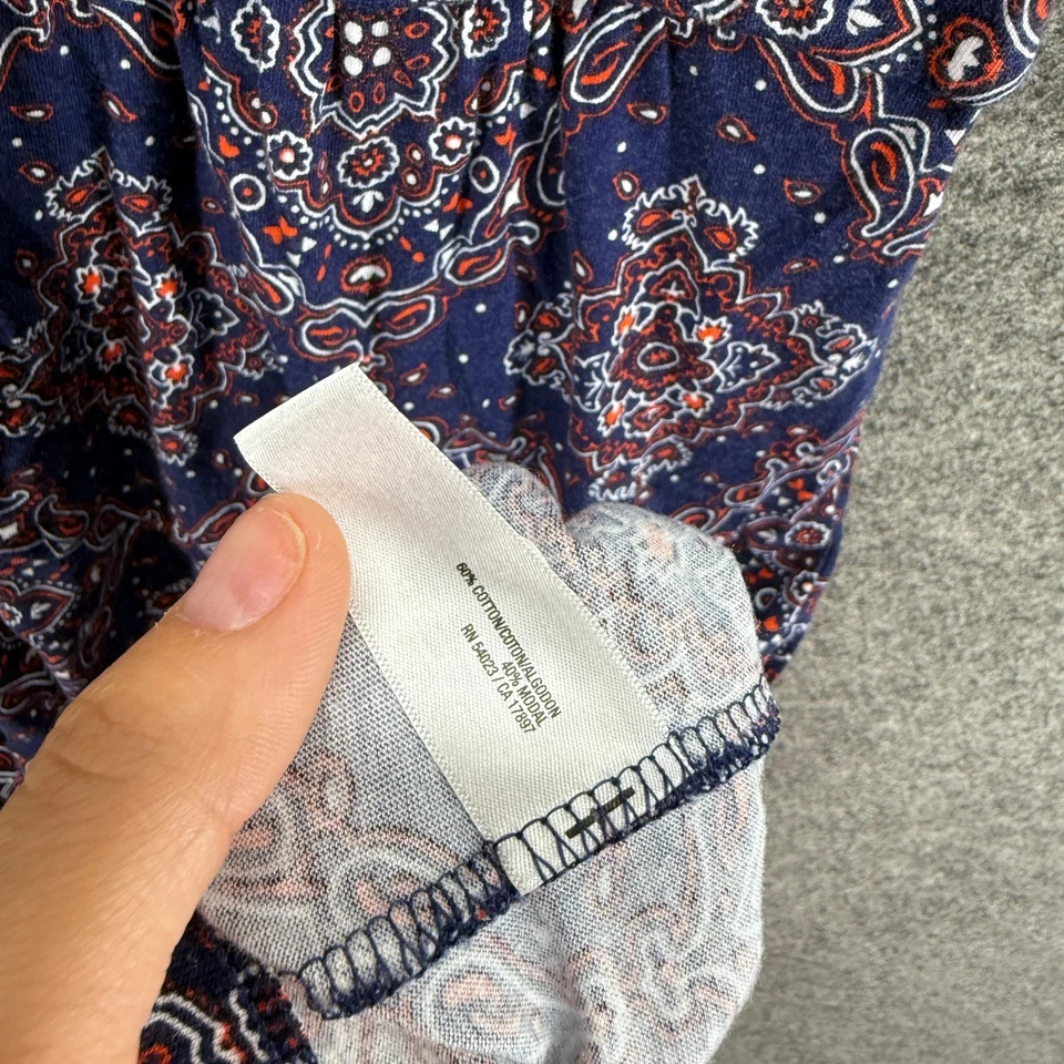 Vestido antiguo azul marino para mujer XL azul funda geométrica midi cuello en V sin mangas de algodón Foto 4 de 4