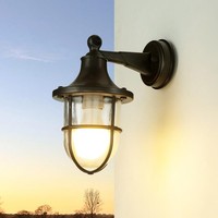Wandlampe AußEn IP64 Schwarz Antik E27 Glas Messing Maritim AußEnleuchte Haus