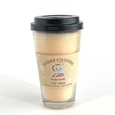 Sugar Cookie Latte Scented Candle Reusable Glass Cup 12oz 6  Tall Unused
