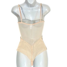 La Perla Sheer Lace Teddy Mesh Lingerie Bodysuit Bustier Nude Peach Italy 34 2 S