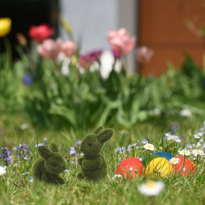2 Pcs Gartendekoration Kaninchen-Gartenstatue Kleine Kaninchenverzierung