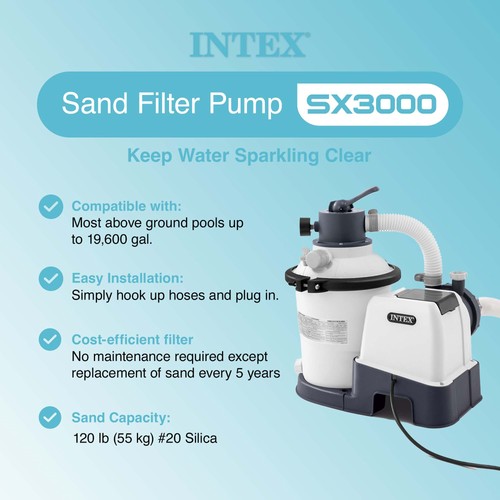 INTEX 3000 GPH Above Ground Pool Sand Filter Pump w/ 1.5 Inch Pump Hose (2 Pack) - Picture 6 of 12