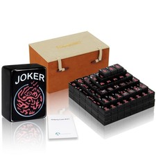 Premium American Mahjong Set - 166 Engraved Tiles 30mm, Complete with 4 Racks...