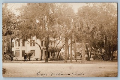 1911 House Mansion Man Scene Daytona Florida FL RPPC Photo Antique Postcard