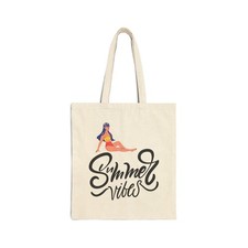 Summer Vibes beach girl tote bag  Cotton Canvas Tote