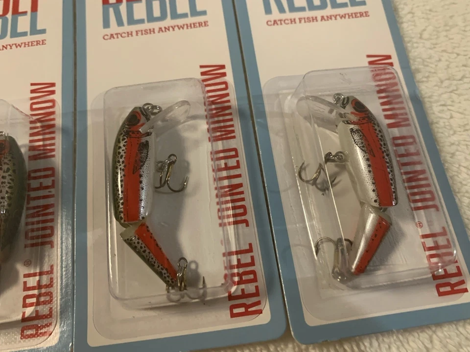 (LOTE DE 3) REBEL ULTRALIGERO ARTICULADO MINNOW 1-3/4” TRUCHA ARCO IRIS NATURALIZADA NUEVO EN PAQUETE Foto 2 de 3