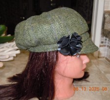 VINTAGE MUCROS NEWSBOYLIGHT GREEN HERRINGBONE LADIES CAP IRELAND