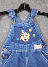 VTG Osh Kosh Bgosh Girls Dress 4T Blue Canvasbacks Overall Clown Cross Stitch